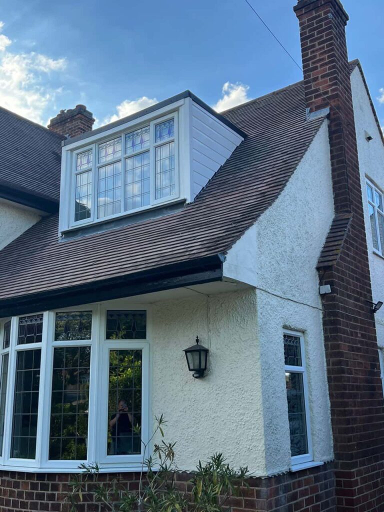 This is a photo of a dormer window which has just had some repairs carried out where the roof and the dormer meet. Works carried out by Narborough Roofing Repairs